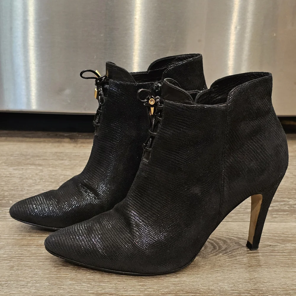 LANVIN Paris Black Shimmery Ankle Booties
